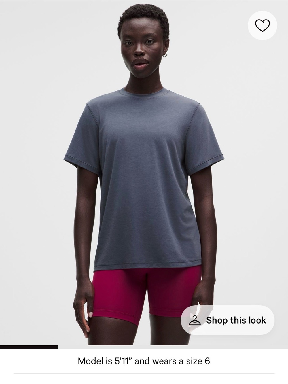 Lululemon jersey training short sleeve shirt size 8 washed denim
